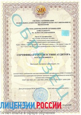 Образец сертификата соответствия аудитора №ST.RU.EXP.00005397-3 Питкяранта Сертификат ISO/TS 16949